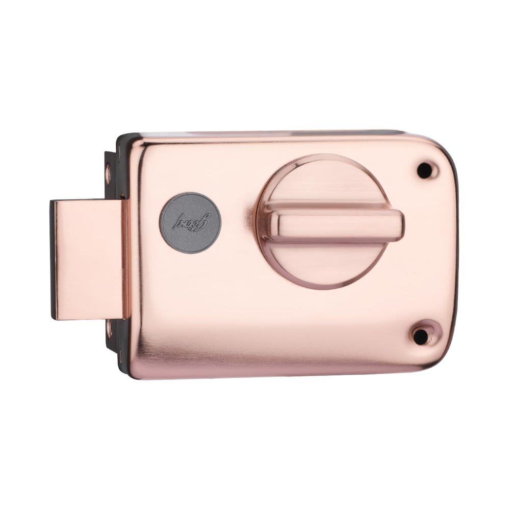 Godrej Rim Lock I Rim Deadbolt Ultra XLplus I 1CK Deadbolt I for Inside Opening Wooden Door | Left or Right Handed Doors I 4 Keys I 5-Year Warranty I Manual Locking l Rose Gold Finish